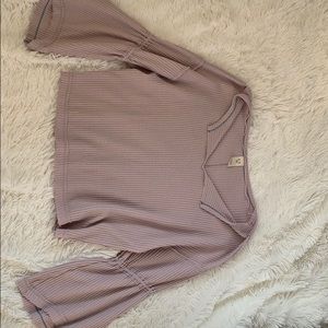 V neck bell sleeve blouse